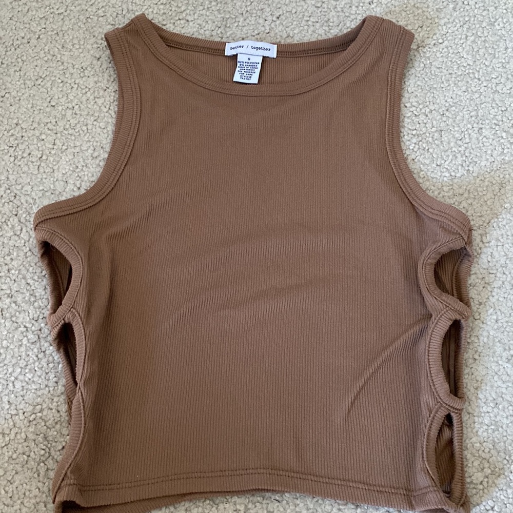 Brown Ribbed Tank - Picture 2 of 5